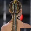 Hårklämmor Barrettes Fashion Long Rhinestone Head Chain Jewelry Crystal For Women Accessories Designer Söt Boho Bridal pannband Luxur Dhkqk