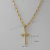 Collares colgantes Color de oro amarillo 45 cm Collar de ola de agua Plaza de la superficie Jesús Cross DIOS PIGDQO