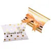 10pcs / lot Favors de mariage Boîte d'oreiller Kraft Paper Dot Stripe Candy Gifts Boîtes pour baby shower Birtdhay Party Gift Pakcing Decor