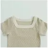 Ensembles de vêtements 2024 Été bébé à manches courtes Set Infant Boy Girl Girl Square Col T-shirts Shorts 2pcs Suit Toddler Coton Casual Outfits