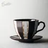 Cups Saucers Japanische Retro -Kaffeetasse und Untertasse Set Manuelle Kunst grobe Keramik Haushalt Einfacher Nachmittag Teetasse