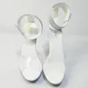 Sandales Talons cristallins transparents d'été avec paillettes en argent chaussures de mariage pole danse 13 cm de haut