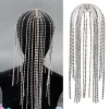 Silver Diamond Tassels Chain Headwear Pruiken Gogo Dance Costumes Women Head Ornament Festival Outfit Stage Accessoires XS6855