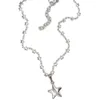 Kedjor Dainty Star Chain Halsband Pentagram Pendant CLAVICle Chunky för Festival Eboy Egirl smycken 40 GB