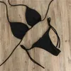 Yaz seksi katı bikini set kravat yan gstring tong mayo kadın bandaj mayo Brezilya mayo biquear 240403