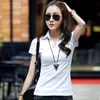 95% Cotton T shirt Summer Polo Shirt Women Short Sleeve Solid Slim Polos Mujer Shirts Tops Fashion Plus Size Femme 240409