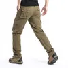 Pantalon masculin grande poche lâche salopes extérieure jogging jogging militaire tactique élastique taille pur coton occasionnel