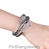 Fashion Ins Designer unique exagéré Diamond Zirconia Twisted Animal Snake Bangle Bracelet For Woman Girls Open Ajustement