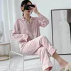 Roupa em casa Pijamas rosa Conjunto de mulheres 2pcs Sleepwear