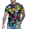 Nowe motocyklowe komiksy z krótkim rękawem Casual Digital Printing Loose Pullover Mens T-shirt