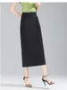 Jupes Femmes High Waited Slim Fit Bodycon Black Jupe 2024 Spring Office Lady Vintage Elegant Split Casual Work Long 93177