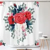 Duschgardiner akvarellblommor och rosor gardin badpartition romantiskt badrum polyesterbad med krok