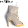 Танцевальная обувь 2024 Зимний стиль Bachata Social Booties 6-10 см. Индивидуальные каблуки хаки сальса латинские ботинки для женщин