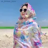 Szaliki luksusowa marka kobiet szalik plażowa bohemia kwiat letnie szale hidżabowe i owijają kobietę faulard echarpe projektant Pashmina bandana240409