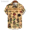 Men's Casual Shirts Mens Summer Floral Oversized Hawaiian Short Sleeve Shirt Y2k Casual Goth Custom Human Elements Street Style Original Clothing 240409