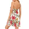 Casual Dresses Vinatge Flower Print Suspender Mini Dress Summer Sleeveless Backless Holiday Beach Short Bohemia Loose Vestidos