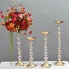 Decorative Flowers Crystal Flower Centerpiece Stand Metal Gold Electroplated Flowing Table Decoration Holder Road Lead Rack Wed