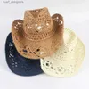 Szerokie czapki Brim Hats Hats Summer Outdoor męskie i damskie ręcznie robione damskie kapelusz western kowboja kapelusz szeroko brązowy oddychający plażowy herbat przeciwsłoneczny Y240409