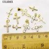 Colliers pendants 16 PCS Zirconia Cross Charms Bijoux Collier Mélange Forme pour femmes ACCESSOIRES 8216