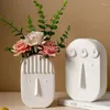Vaser nordiska vita keramiska vaser heminredning torkad blommor entré skrivbordsstudie söta ansikts ornament vardagsrum dekoration gåvor