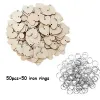 50pcs Circle en bois Tags de coeur suspendu décor avec anneaux de trou d'ornements en bois de Noël artisanat artisanal pour la planche d'anniversaire décor