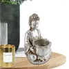 Candle Holders Buddha Tealight Holder Statue Meditation Small Praying Decor For