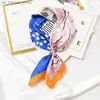 Scarves Rose Petal Printed Elegant Women Luxury Multifunction Silk Headband Hair Scarf Fashion Ladies Neckerchief Bandana 53*53cm240409