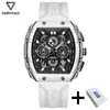 Wristwatches Moda Reloj Blanco Para Hombres Correa Deportiva De Silicona Buceadora Cuarzo Luminoso Tonneau Forma Carcasa Resina R