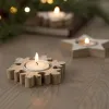 Christmas Wooden Snowflake Candlestick Árvore de Natal Candlestick Five Star pontiagudo Titular de castiça