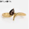 DPLAOPA 100% 925 Sterling Silver Brown Cz Pear Resizable Crystal Ring Women Luxury Fine Jewelry 2024 Rock Punk Jewelry