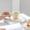 Copas de copos caneca de escritório caneca original Cheia de cereja de café e canecas Térmica Cup Cup para mamãe conjunto de conjunto de