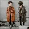 Coat Zhio 6-16y Kids Trench Bahar Sonbahar Erkek Ceket Palto Uzun Kollu Dönüş Yatak Çocuk Rüzgar Dergisi Üst Kıyafetler Dam De DHFH7