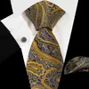 Halsband Mens Tie Pocket Scarf Manschettknappar Set 8.5cm Jacquard Paisley Tieq