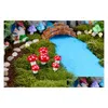 Decorações de jardim Mini -cogumelos artificiais Mini -cogumelos Miniaturas Gnome Moss Terrarium Decor Crafts de plástico Casa para DIY dr dhvvd