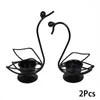 Ljusstakar 2st Set Swan Iron Crafts Holder Candlestick Romantiska bordsskivor Ornament bröllopsfest dekoration