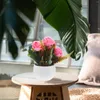 Fleurs décoratives artificielles fausses de rose décor simulées plantes en pot ornements réaliste petit bonsaï vert