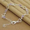 Armreifen hochqualität 925 Sterling Silber Armband mit herzförmigem Amethyst Zirkonarmband geeignet für Frauenfeiern Engagement Schmuckgeschenke YQ240409