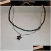 Chokers Choker Einfache Fünf-Punkte-Stern-Schlangeblicken-Kette Mode Cute Perlen Halskette Persönlichkeit Nische Design Doppel Drop Delivery Jude OTG2X