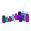 収納ボトル5pcs 1ml紫色の空の香水ボトルローラーボール繁殖可能な繁殖用カラー厚いガラスロール小さなサイズ