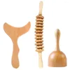 Dekorativa blommor Massage Stick Back Head Massager Body Tool Wood Sculpting Tools Roller Manual Neck Full