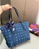 Tasarımcı Çanta Tote Çanta M40995 Mavi Denim Jacquard Alışveriş Paketi Debriyaj Çanta NF Büyük Kapasiteli Tote Cüzdan Cüzdan