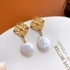 Dangle Earrings Elegant Keshi Coin Natural Pearl Cultured Freshwater Jewelry Gifts