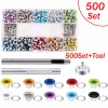 360/500/600SETS Zestaw przelotu 5/6 mm okrągłe metalowe oczy Eyety z instalacją pudełka do przechowywania narzędzi do tkaniny skórzanie materiału