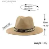 Chapéus de balde largura chapéus de verão masculino masculino homem tecido ocidental chapéus de palha de cowboy ocidental largura lasta de jazz de jazz chapéu de proteção solar 54-60cm Y240409