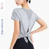 Aktiva skjortor sport T-shirt Yoga Women Blus Loose Mesh Cold Breattable snabbtorkande kläder Fitness Kortärmad utomhuslöpning