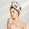 Havlu sihirli mikrofiber duş şapkası renkli terazzo mermer banyo şapkası kuru saç hızlı kurutma yumuşak bayan türban başı