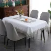 Masa örtüsü dikdörtgen beyaz yemek masası kumaş saten jakard Avrupa masa kapağı yuvarlak işlemeli toz kapağı masa dekorasyon