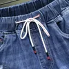 Män denim shorts sommar plus storlek 10xl 7xl casual lös stretch cowboy hög midja kort jean manliga stora byxor 240328