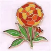 Stifte, Broschen gelbe und orange afrikanische Ringelblumen harte Emaille Pin Pflanze Blumenliebhaber Abzeichen Tagetes erecta Brosche Stifte natürlicher Juwel Dhx9t