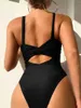 Roupas de banho feminina sexy one peça maiô para mulheres cortadas monokini push up bikinis hollow anel ligado maiô biquini